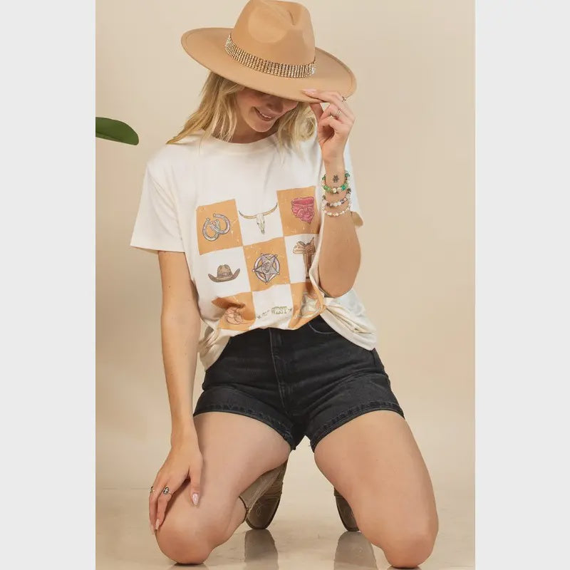 MAGGIE Western Checker T-Shirt