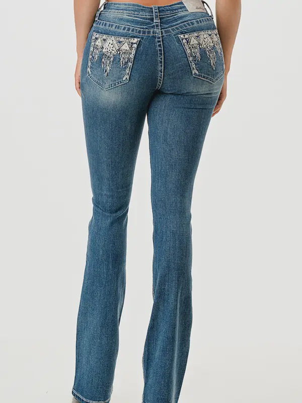 Grace in LA Aztec Motif Mid-Rise Bootcut