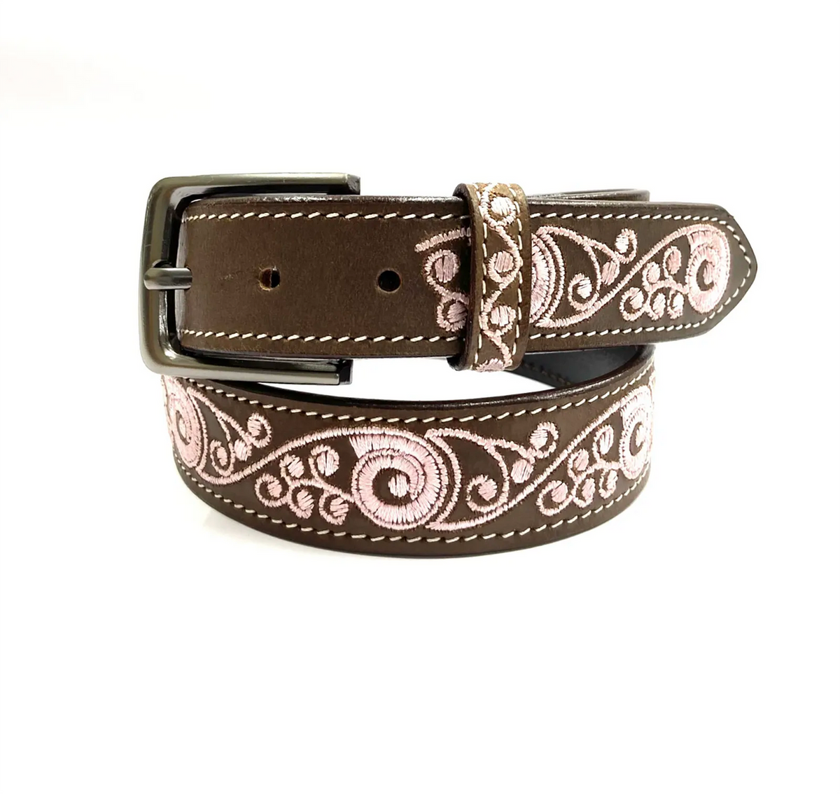 "STEVIE" Embroidered Girl's Leather Belt