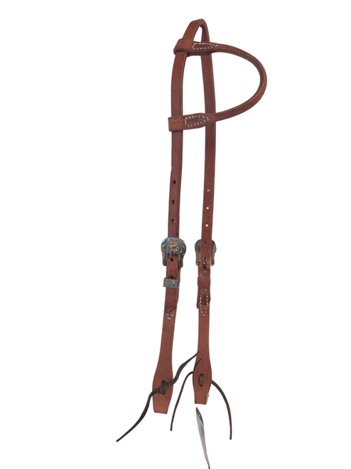 Berlin Rolled One Ear Headstall With Floral Buckle