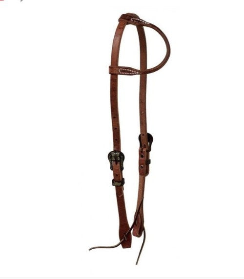 Berlin Rolled Ear BRN Iron Buckle Headstall