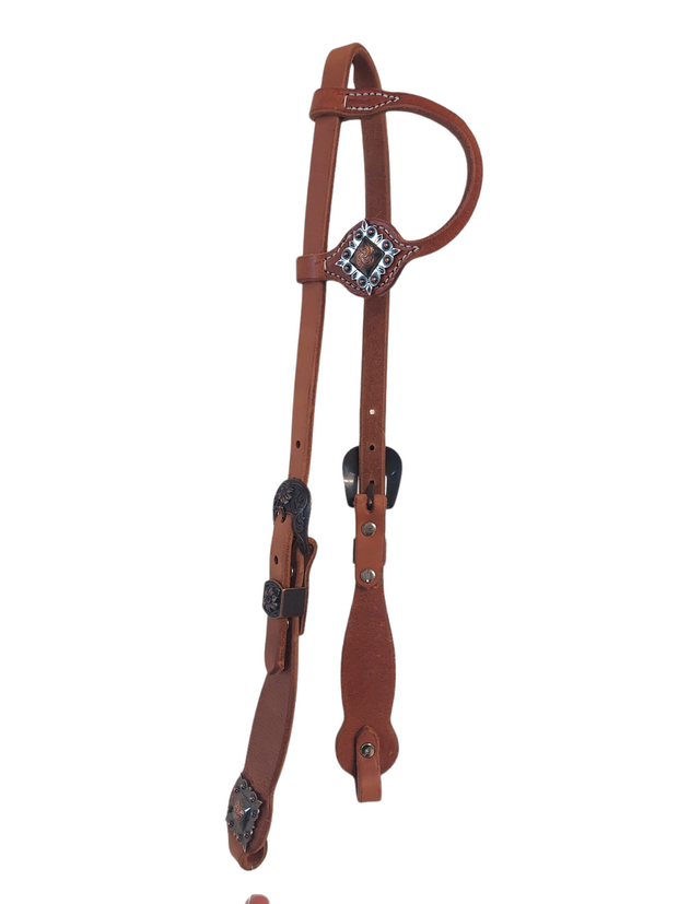 Berlin One Ear Headstall Copper Stud Round