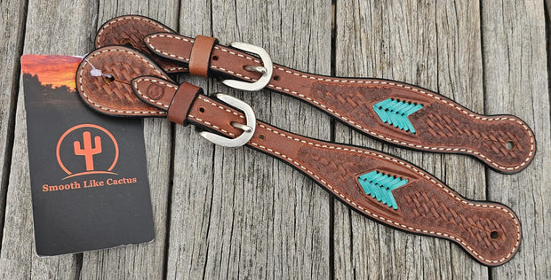 Ladies Leather Spur strap with Tooling