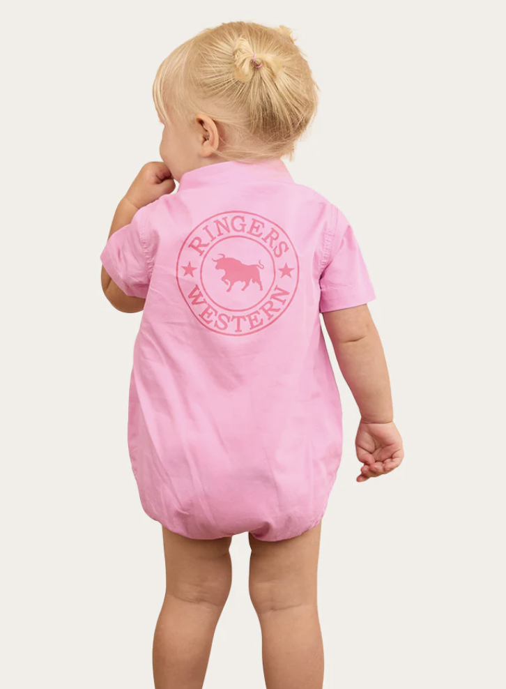 Ringers Babies SS Work Shirt Romper - PINK