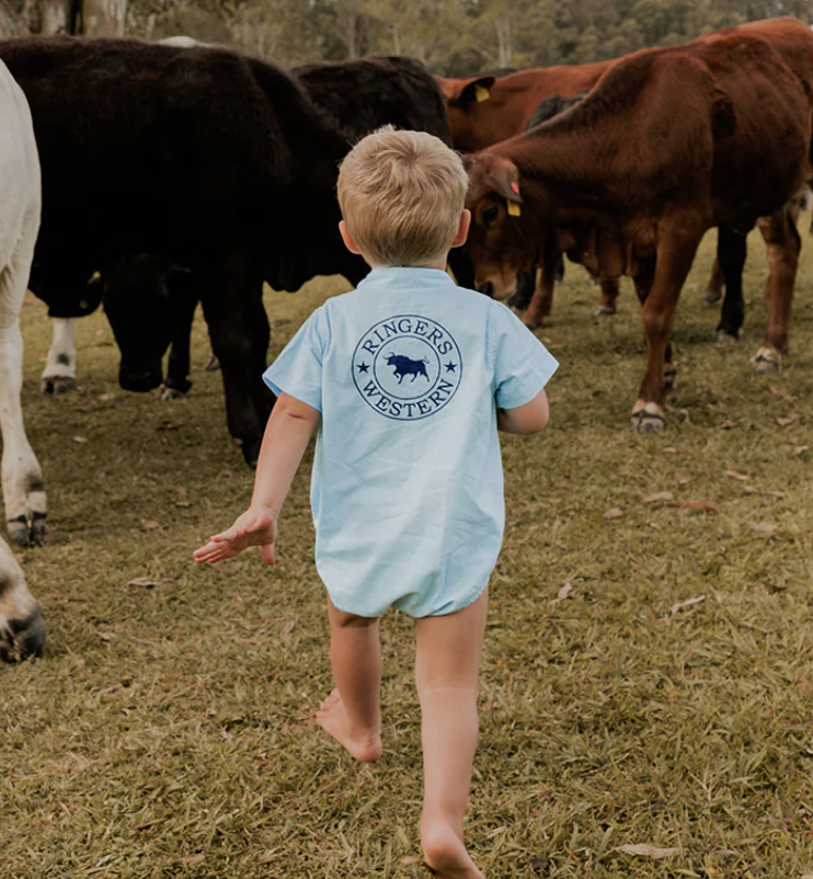 Ringers Babies SS Work Shirt Romper - BLUE