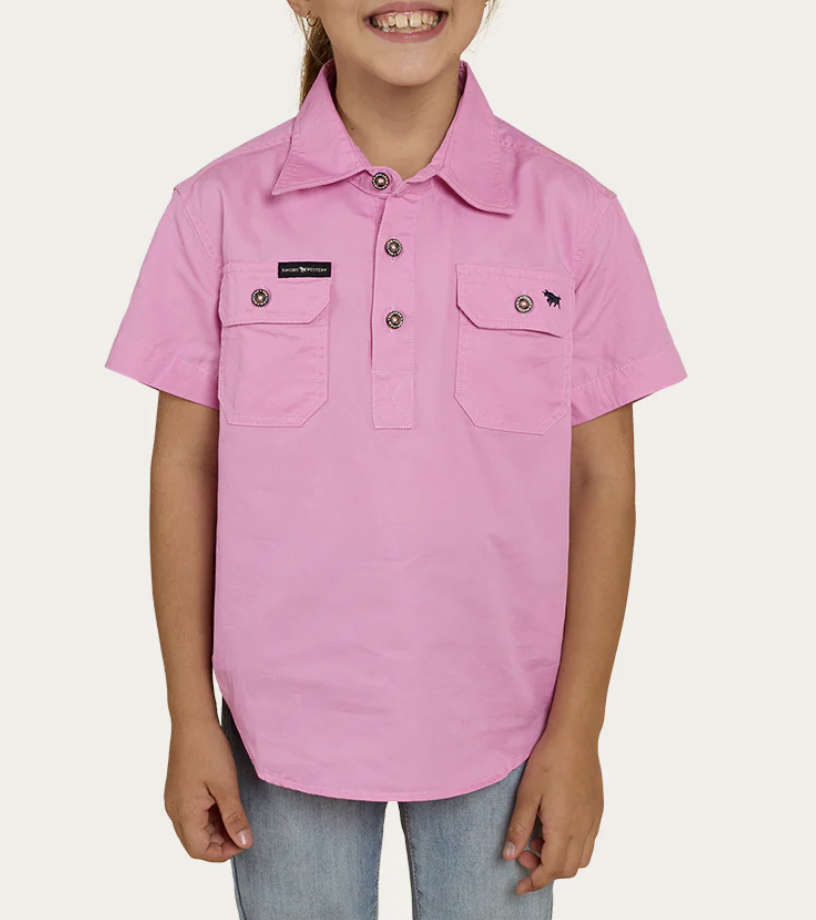 Ringers Kids Half Button Short Sleeve Work Shirt