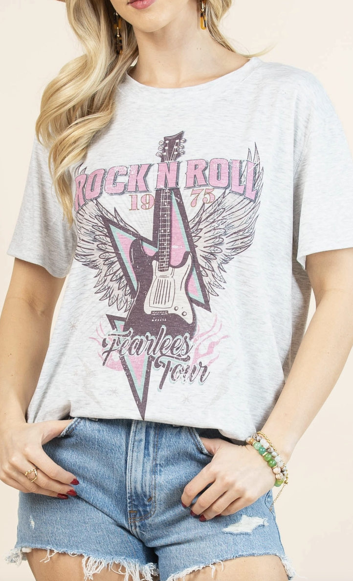 AMAYA Rock N Roll Graphic Short Sleeve T-Shirt