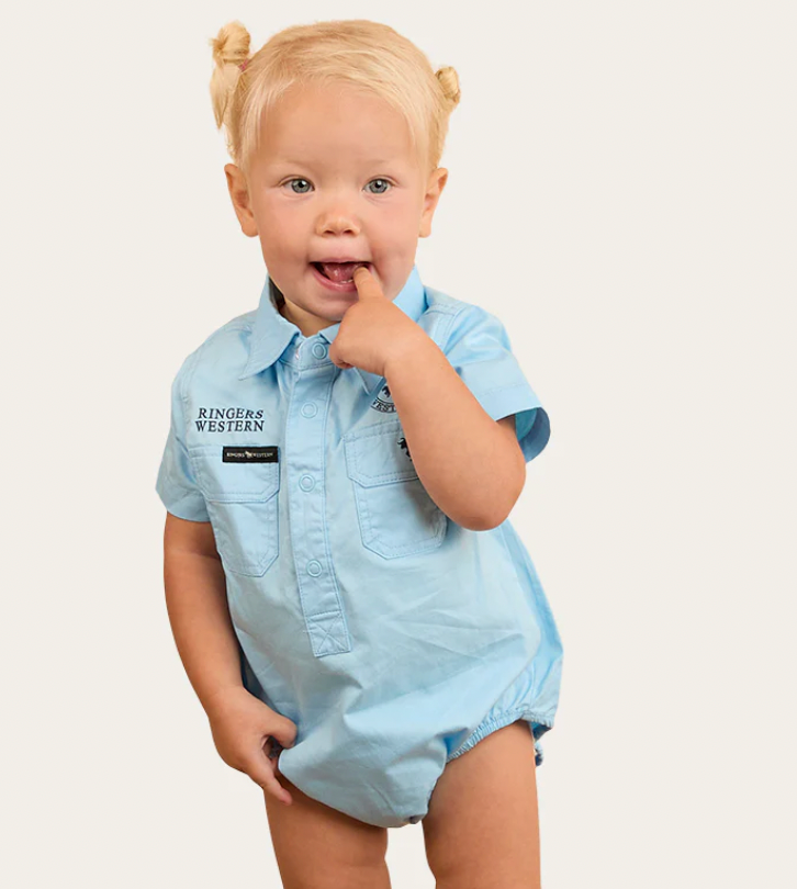 Ringers Babies SS Work Shirt Romper - BLUE