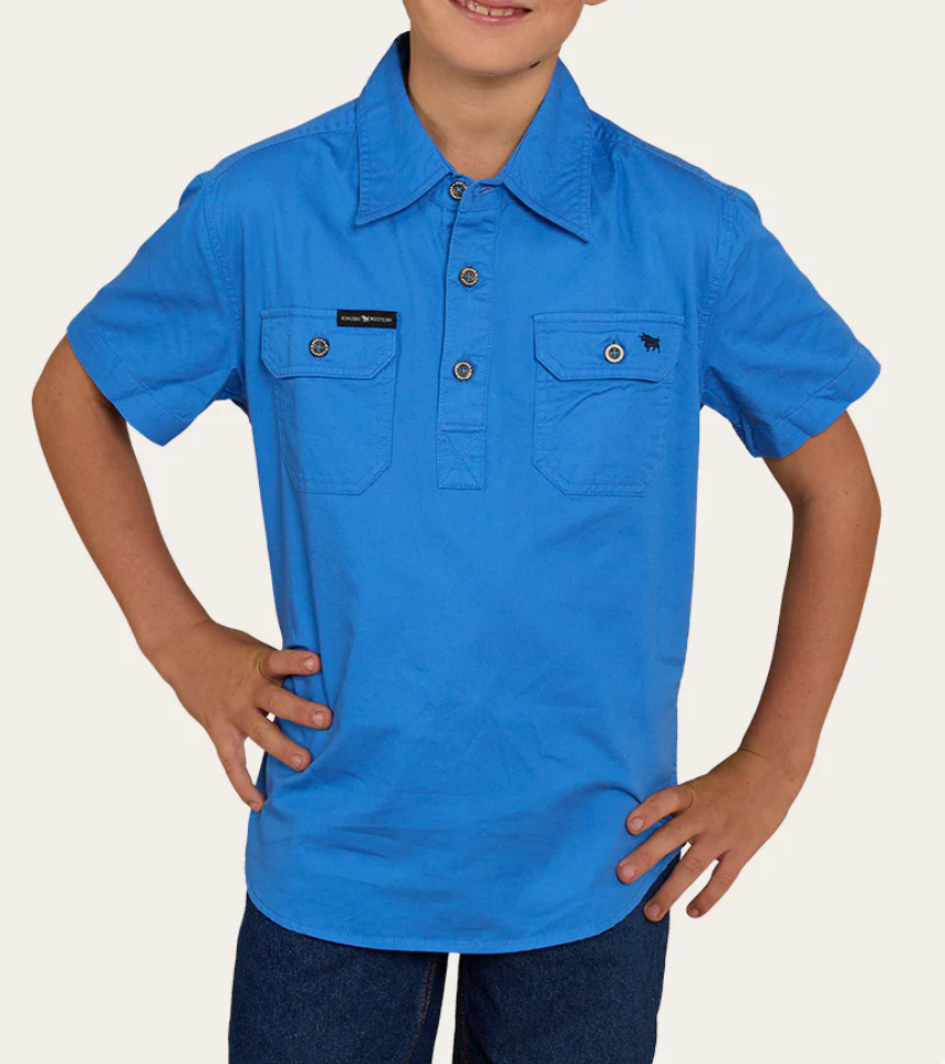 Ringers Kids Half Button Short Sleeve Work Shirt