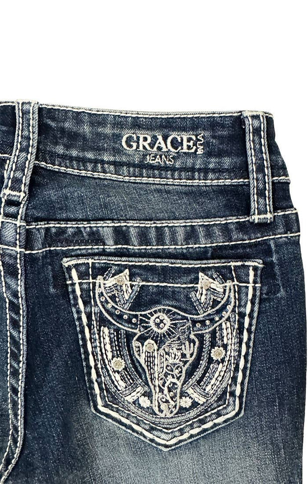 Grace In LA Cow Head  Little Girls Boot Cut