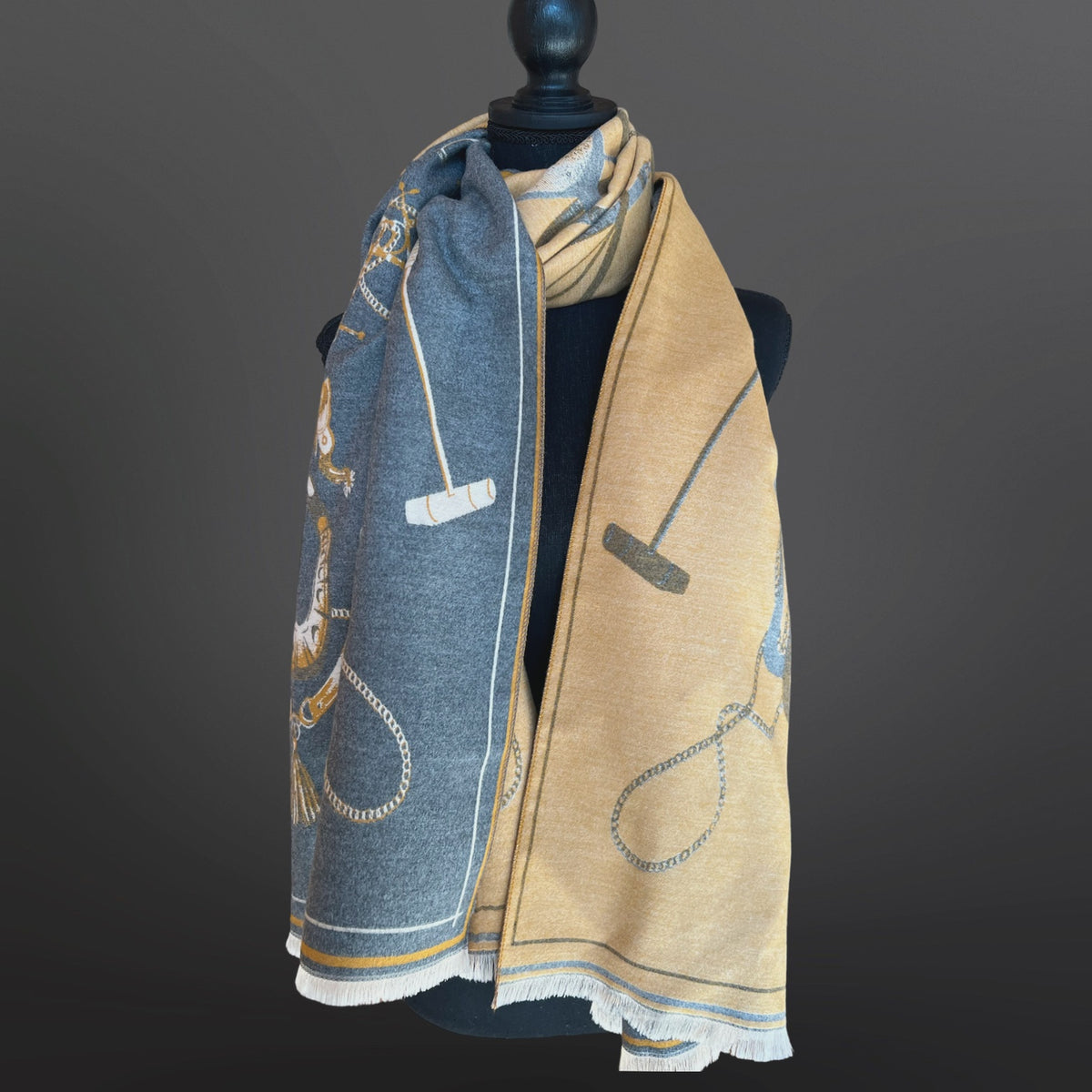 Horse Polo Pony Winter Scarf Saddle Mallets Horse Print