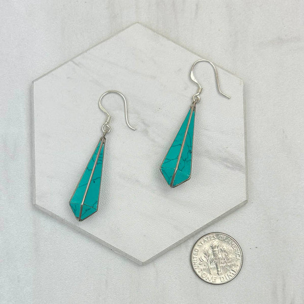 German silver  blue turquoise Earrings